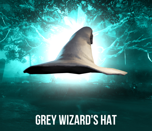 GREY WIZARD’S HAT ARTIFACT LIGHT HEADWEAR